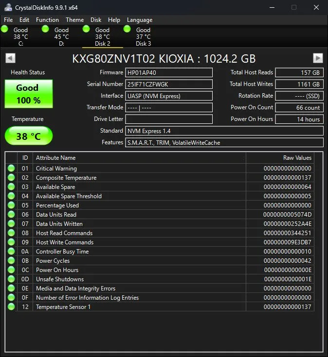 SSD-накопитель Kioxia 2280mm NVMe 1TB M.2 NVMe Gen 4.0 x 4 SSD KXG80ZNV1T02