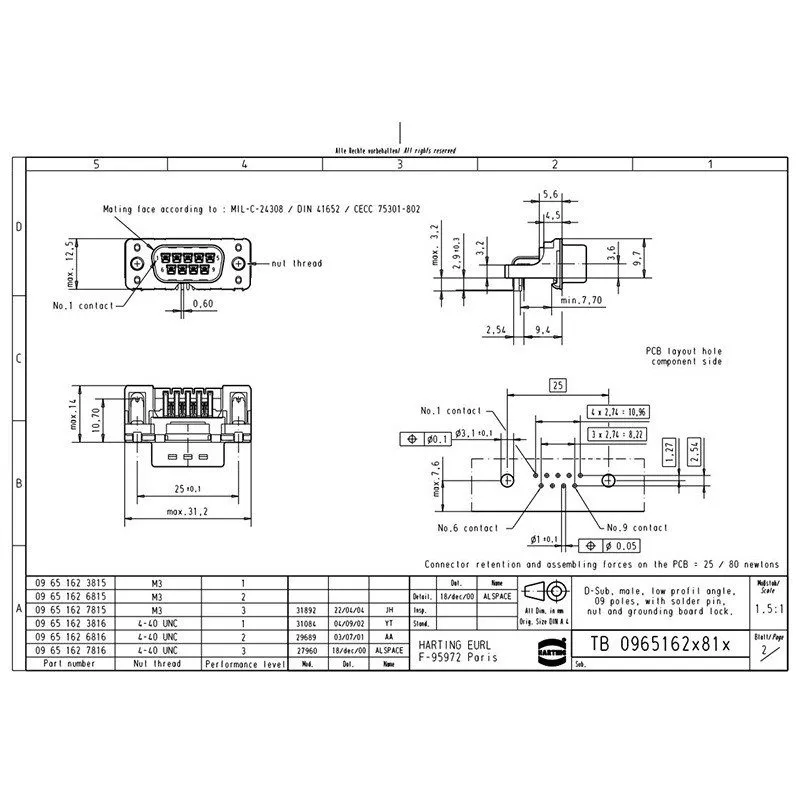 Разъём HARTING Male Connector 09651627816 9-pin