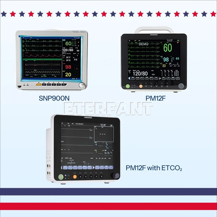 Электрокардиограф 12inch Vital Signs Patient Monitor ECG NIBP SPO2 TEMP RESP PR  — фото лота 1