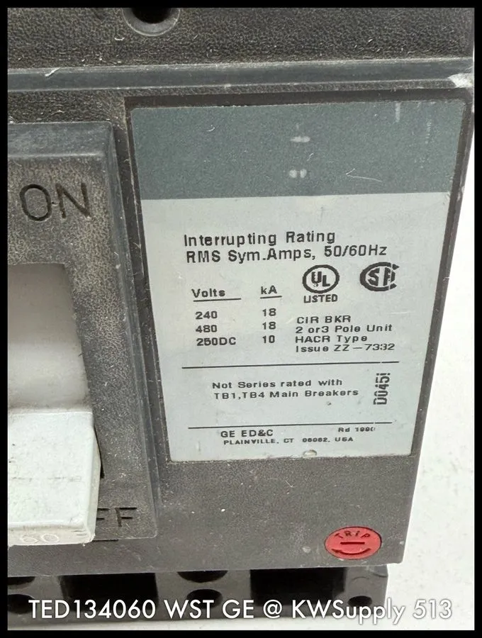 Автоматический выключатель GE TED134060 Circuit Breaker 60A 3P 480V 3PH TED 60 A — фото лота 2