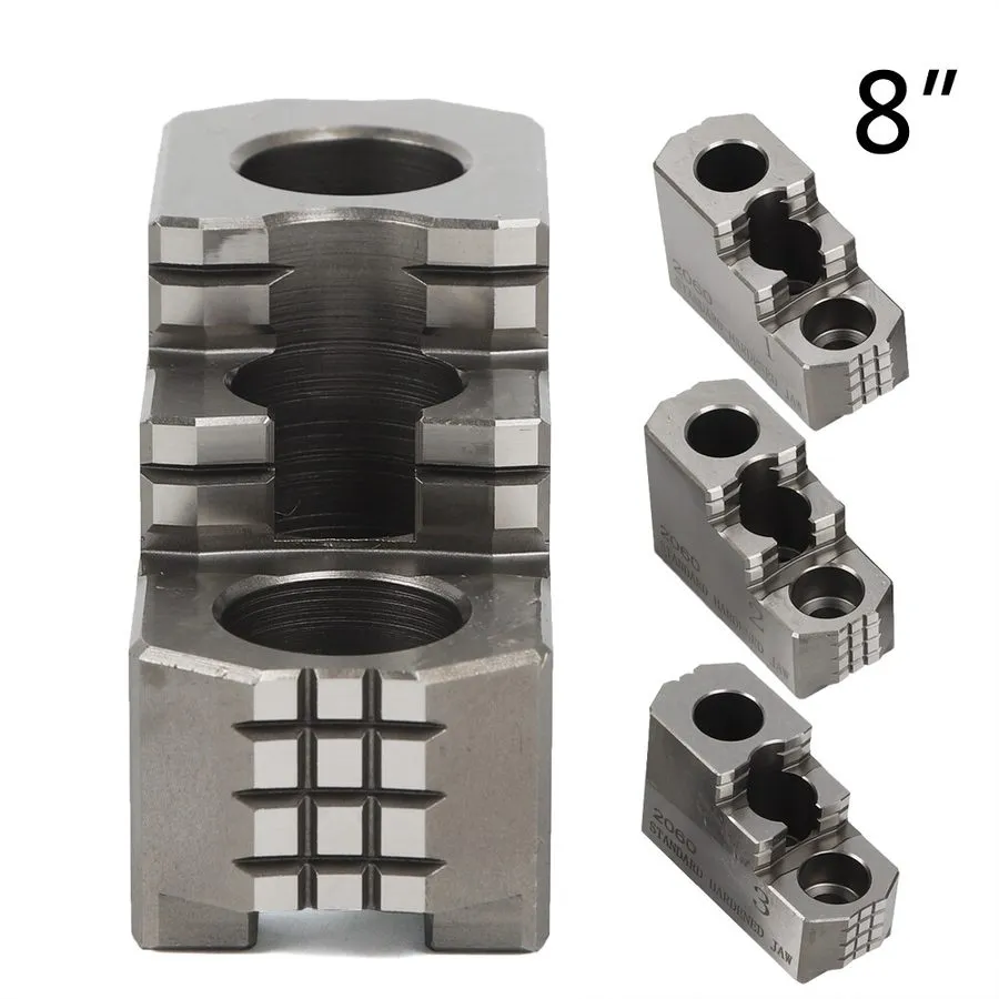 Патрон 8'' Hard Chuck Jaws 1.5mmx60 CNC Lathe 3 Set Lathe Chuck 3 Holes 2 Steps