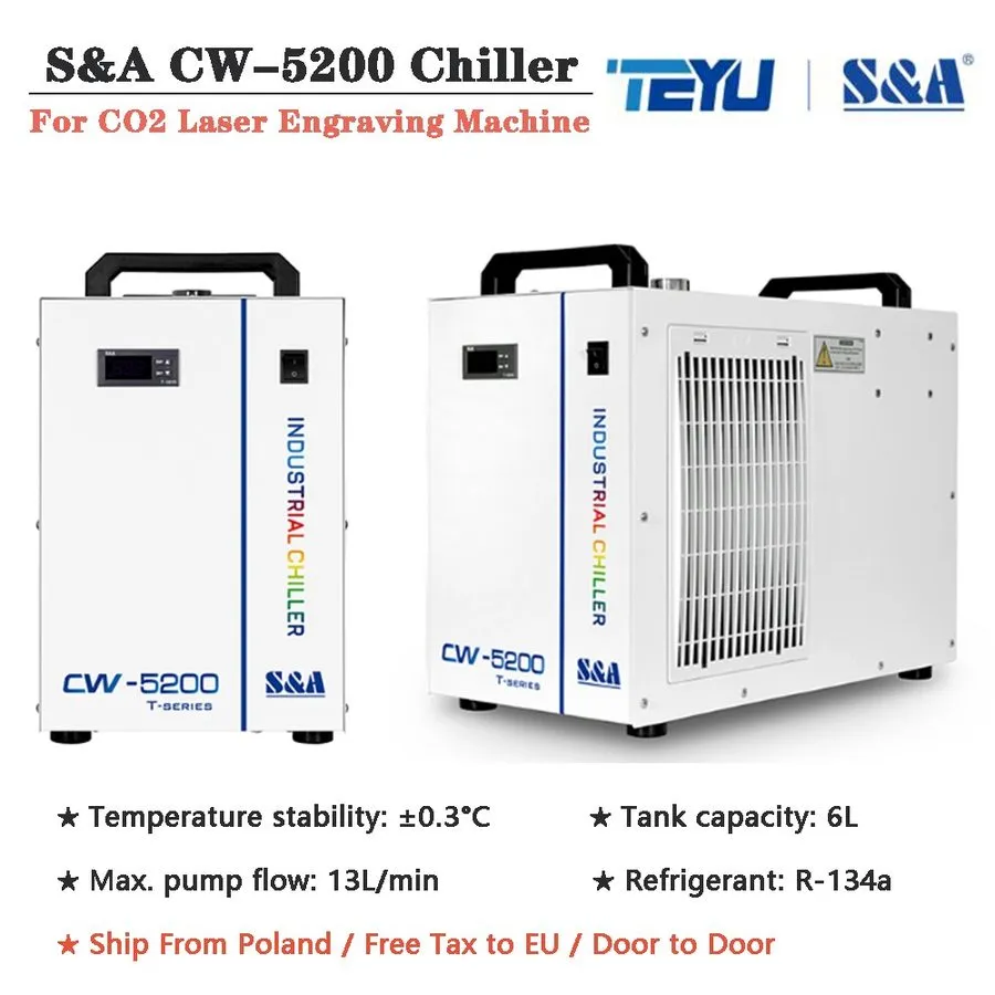 Чиллер 100W 1060 CO2 Laser Cutting Machine RUIDA DSP System Auto-Focus & CW5200 