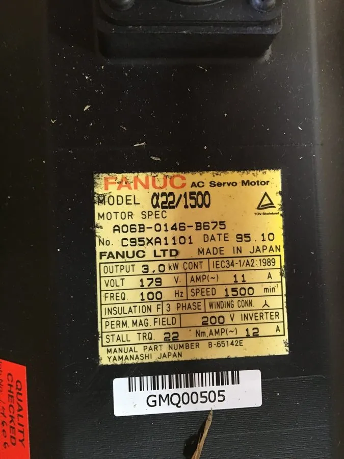 Серводвигатель Fanuc A06B-0146-B675 AC Servo Motor A22/1500 3.0 kW 3PH