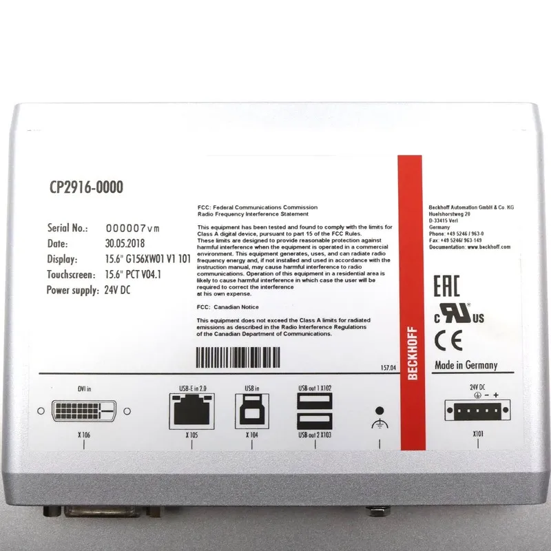 Промышленный компьютер Beckhoff CP2916-0000 Panel PC 15.6in Touchscreen 24 Vdc