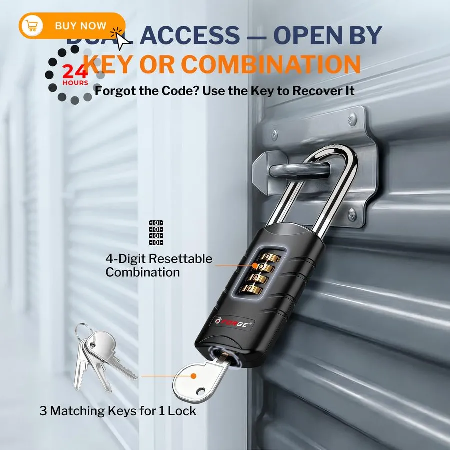 Такелажная скоба Combination Disc Padlock, (3/8" Shackle, Silver) 4-Digit Code L — фото лота 1