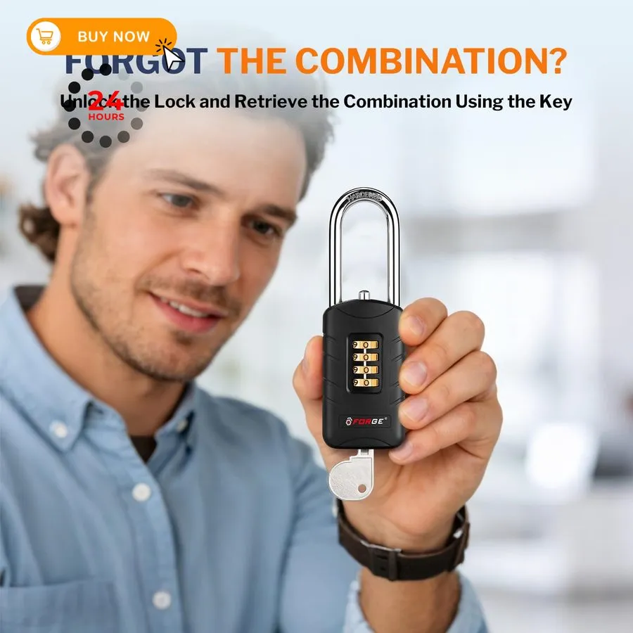 Такелажная скоба Combination Disc Padlock, (3/8" Shackle, Silver) 4-Digit Code L — фото лота 2
