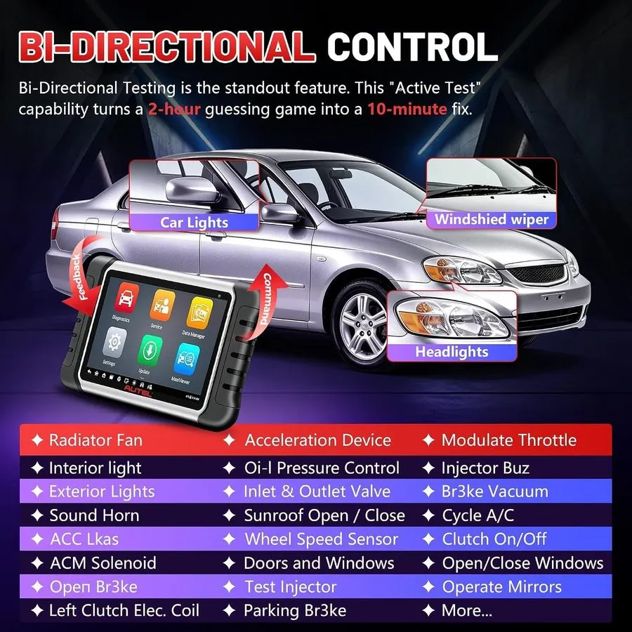 Диагностический сканер AUTEL MK808Z Auto OBD2 Scanner Bidirectional Active Test  — фото лота 2