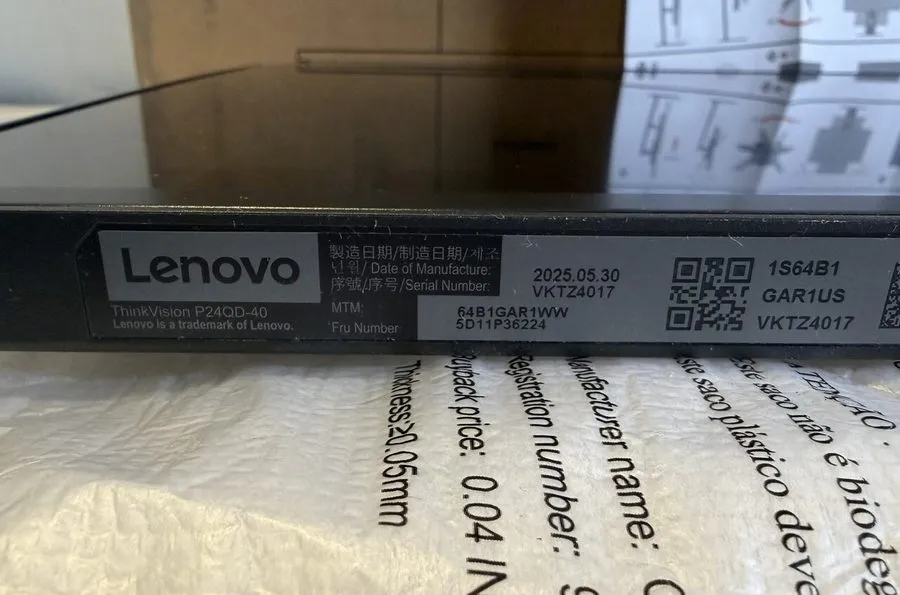Монитор Lenovo ThinkVision P24QD-40 24 Class WQHD LED Monitor 16:9 Eclipse Black