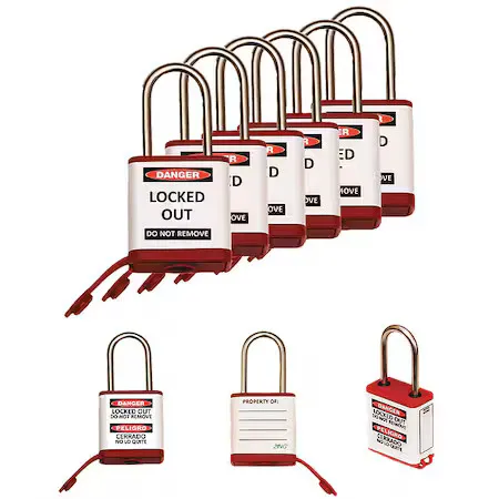 Такелажная скоба Zing 800Ka6-Red Lockout Padlock, Keyed Alike, Aluminum, Red, 1 