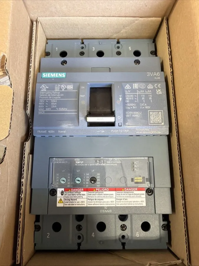 Автоматический выключатель Siemens 3VA6340-6HL31-0AA0 400A 3 Pole Molded Case Ci