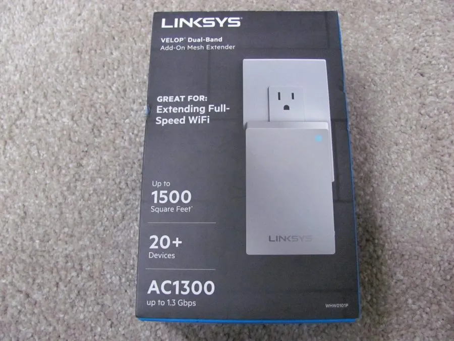 Объектив Linksys Velop Plug-In AC1300 Dual-Band Wi-Fi Add-On Mesh Extender WHW01