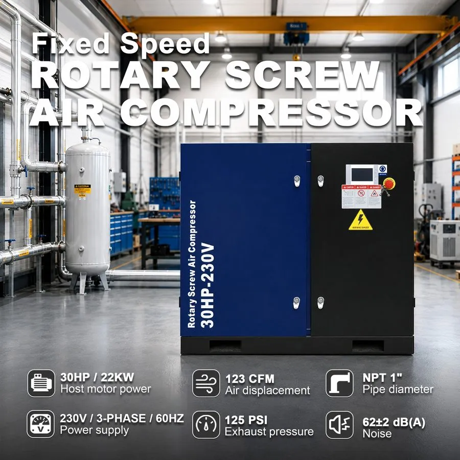 Компрессор Rotary Screw Air Compressor System 3 Phase 22KW 30HP 123CFM 125PSI 46 — фото лота 2