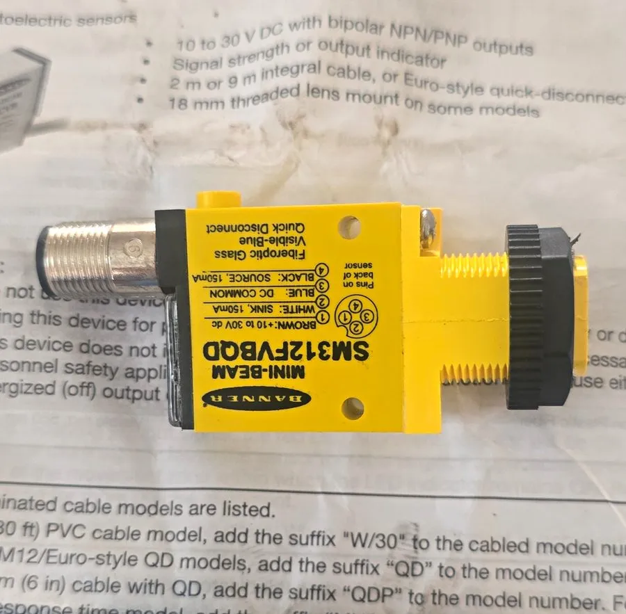 Фотоэлектрический датчик Banner 26990 SM312FVQD Mini-Beam Photoelectric Sensor 1 — фото лота 1