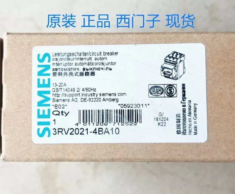 Автоматический выключатель Siemens Circuit Breaker 3RV2021-4BA10 Motor Protectio