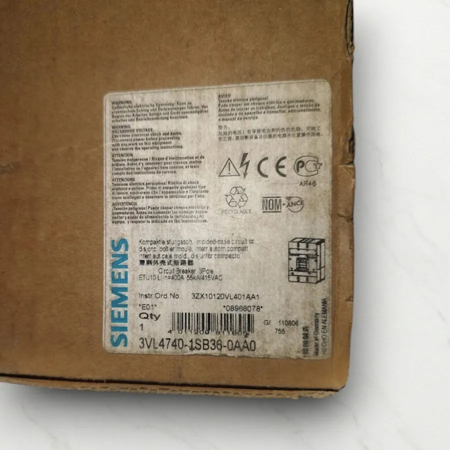 Автоматический выключатель SIEMENS VL400 3VL4740-1SB36-0AA0 CIRCUIT BREAKER 400A