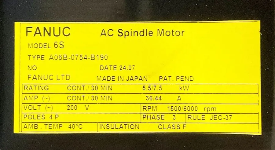 Шпиндель FANUC / A06B-0754-B190 / AC SPINDLE MOTOR, Rust