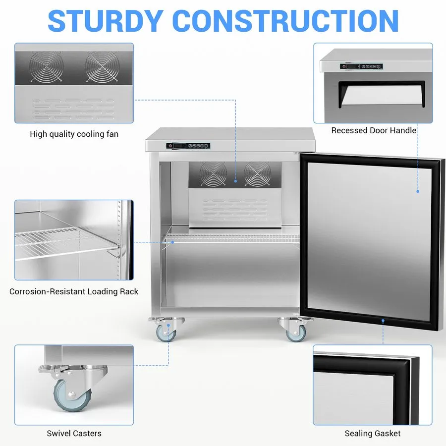 Холодильный шкаф 28 in Undercounter Commercial Refrigerator Single Door Stainles — фото лота 2