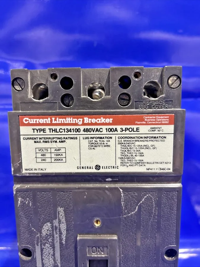 Автоматический выключатель THLC134100 100 Amp 480V 3 Pole GE Circuit Breaker — фото лота 1