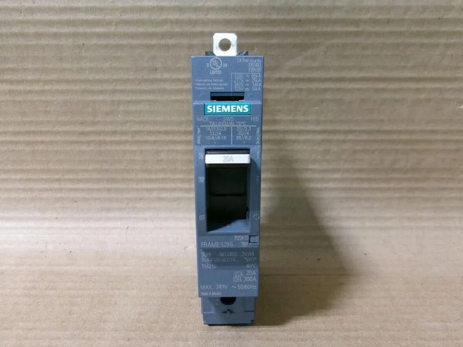 Автоматический выключатель Siemens 3VA4120-4ED14-0AA0 1 pole 20 amp 25kA@277v Bo