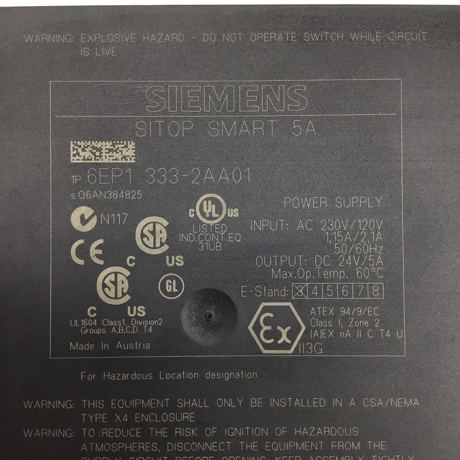 Блок питания Siemens 6EP1 333-2AA01 SITOP SMART 1AC/24VDC/5A Power Supply