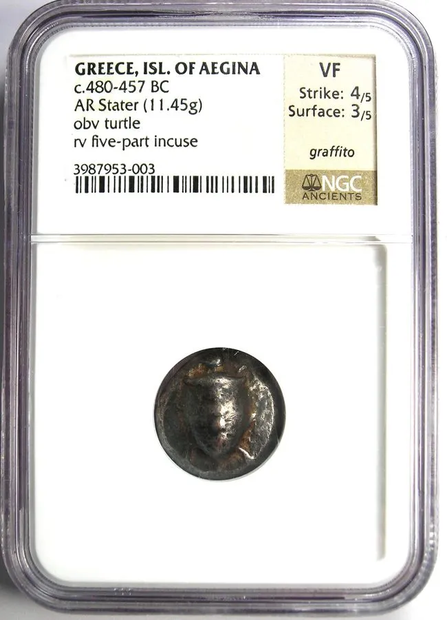 Лабораторный прибор Aegina Turtle AR Stater Silver Greek Coin 480-457 BC Certifi