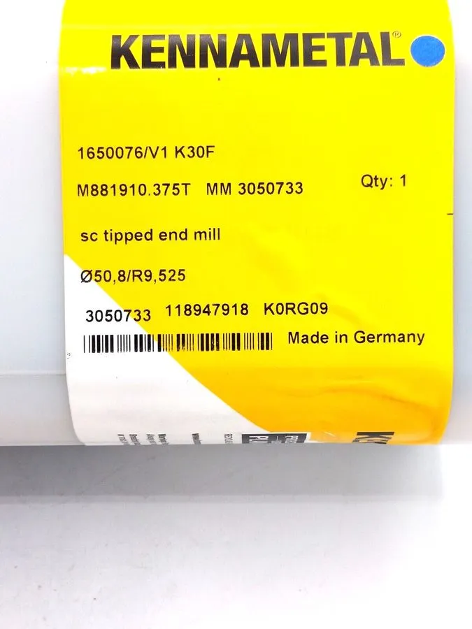 Режущий инструмент Kennametal 2" End Mill 6-Flute Carbide Tipped Radius 0.375" L