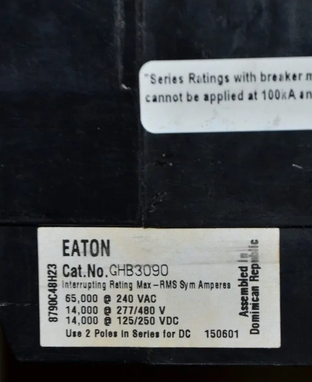 Автоматический выключатель Eaton GHB3090 90 Amp 277/480V 3 Pole GHB Bolt On Circ