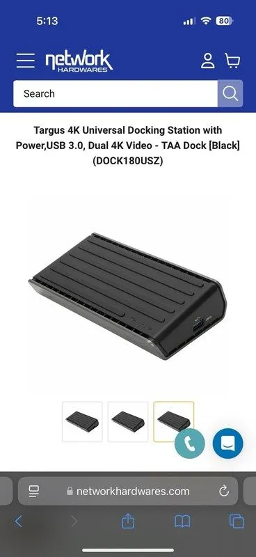 Док-станция Targus Universal 60W Dual Video 4K Laptop Docking Station(DOCK180USZ