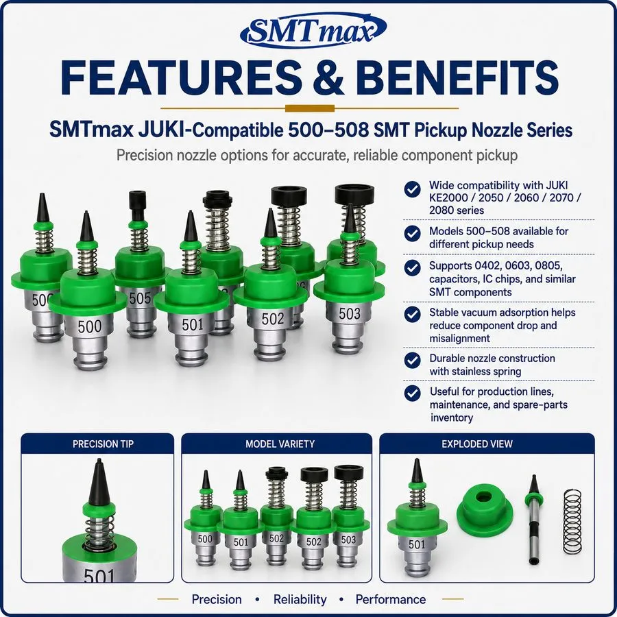 Паяльное оборудование JUKI Compatible SMT Nozzle Set 500-508 Pick Place SMTmax — фото лота 1