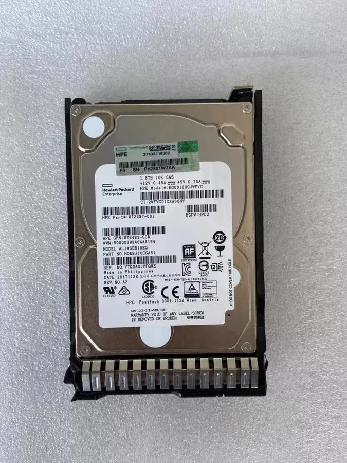 Жёсткий диск HPE 872481-B21 872738-001 1.8TB SAS 10K RPM 12Gb 2.5" SFF 512E HDD 