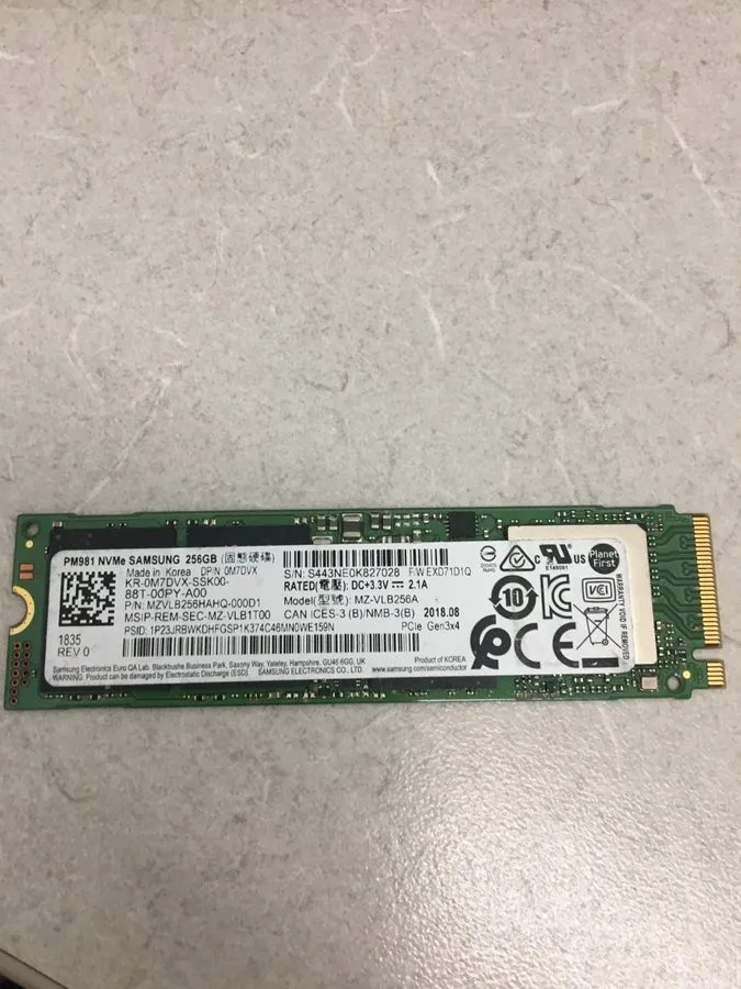 SSD-накопитель 512GB NVMe PCIe M.2 2280 SSD Samsung PM981 94% 97% Health