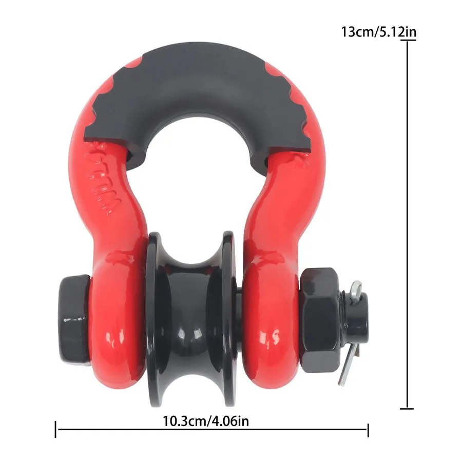 Такелажная скоба Pair Of Red 3/4" D Shackle Snatch Blocks With Pulley 22000LB Br