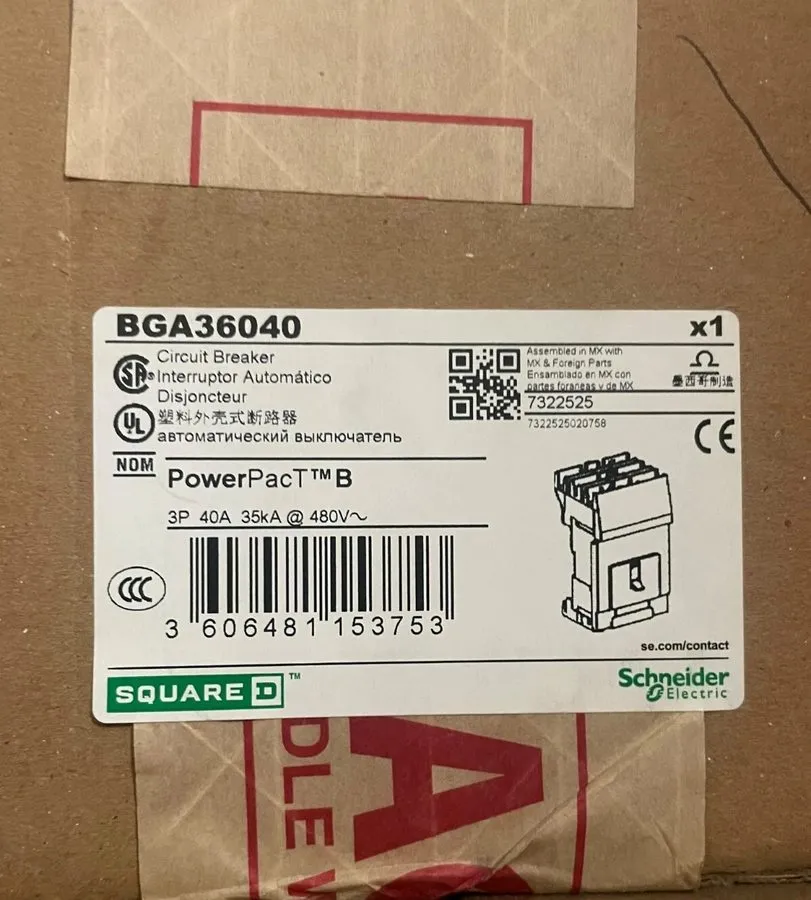 Автоматический выключатель BGA36040 -SQUARE D- 3 POLE -40AMP -480V 35KA- CIRCUIT — фото лота 1