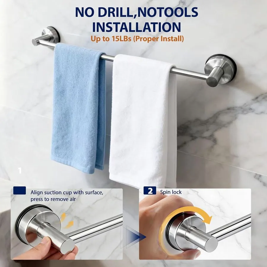 Вакуумная присоска Towel Racks для Bathroom Suction Cup Towel Bar 14.6-24in Adju