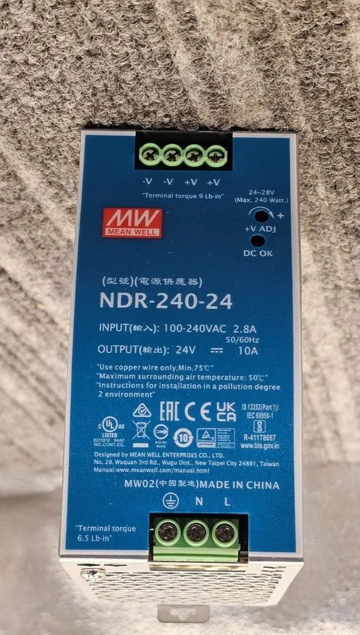 Блок питания MEAN WELL NDR-240-24 24VDC 10 Amp 240W Industrial DIN Rail Power Su