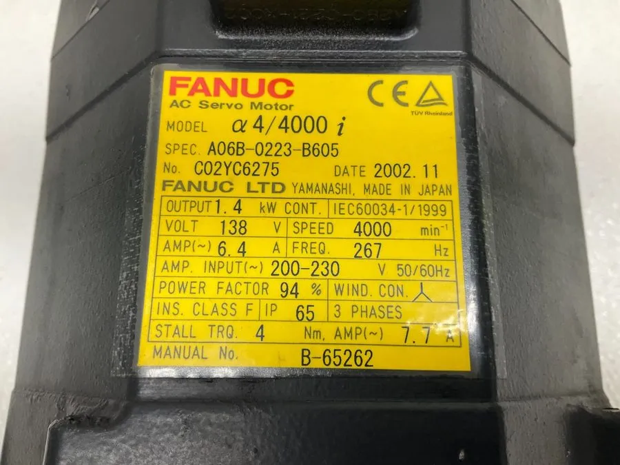 Серводвигатель Fanuc A06B-0223-B605 a 4/4000i AC Servo Motor 138 V 1.4 kW A06B