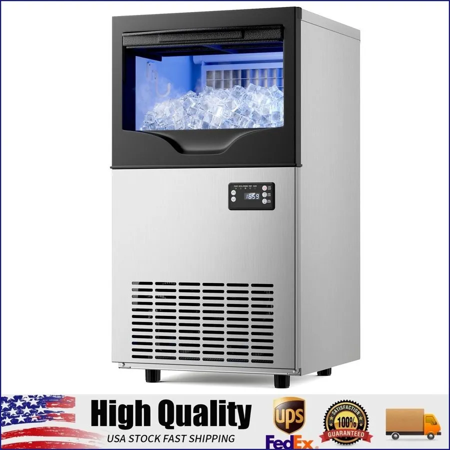 Льдогенератор Commercial Ice Maker Machine,100lbs/24H Stainless Steel Ice Machin