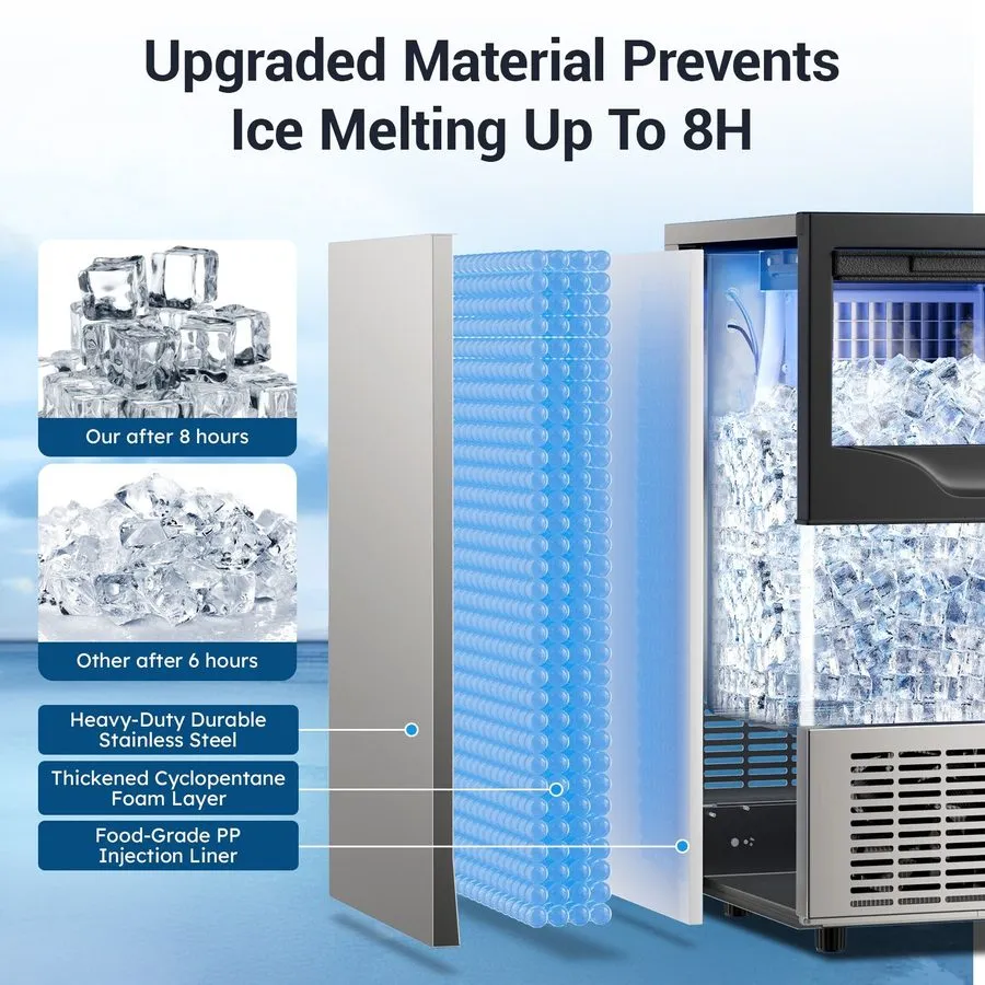 Льдогенератор Commercial Ice Maker Machine,100lbs/24H Stainless Steel Ice Machin — фото лота 3