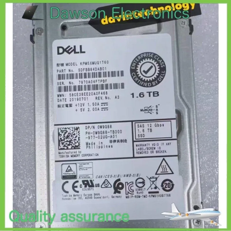 SSD-накопитель Dell D7KJJ 1.6TB SAS 12Gbps SSD Write Intensive WI 2.5 Inch Kioxi