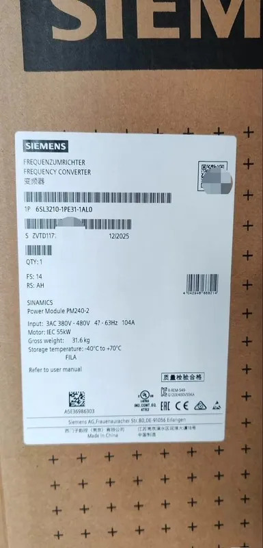 Частотный преобразователь Siemens SINAMICS G120 6SL3210-1PE31-1AL0