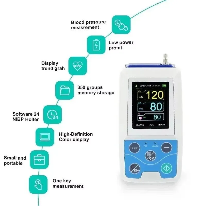 Электрокардиограф ABPM50 24HR Ambulatory Blood Pressure & ECG Holter Monitor wit — фото лота 2