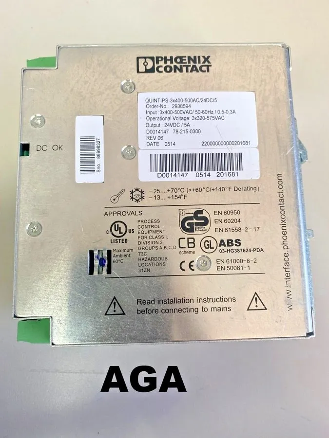 Блок питания PHOENIX CONTACT QUINT-PS-3X400-500AC/24DC/5 POWER SUPPLY 24VDC 5A