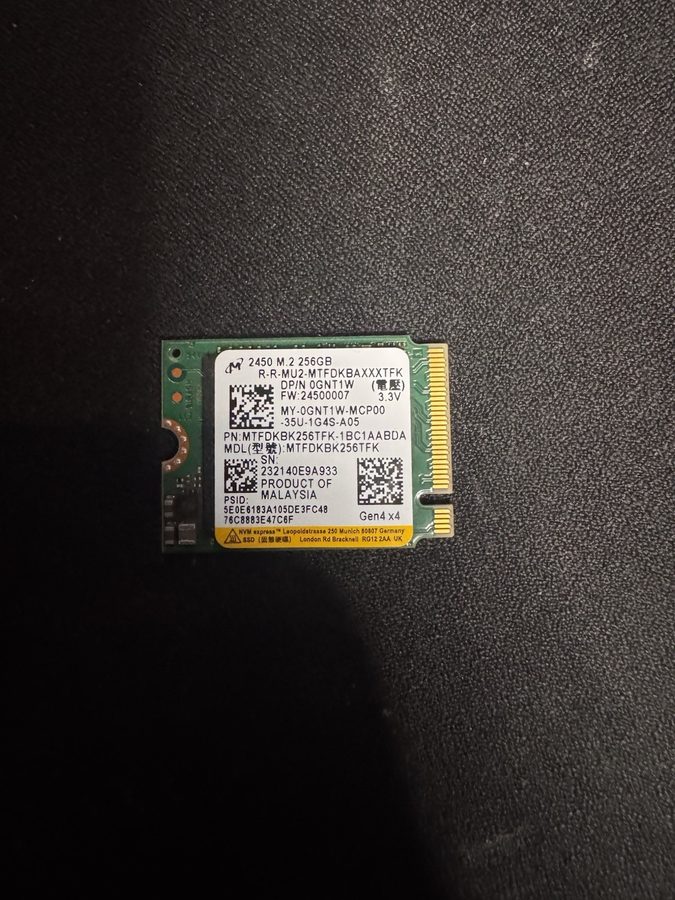 SSD-накопитель { x} Micron 2450 256GB M.2 2230 PCIe Gen4 x4 NVMe SSD MTFDKBK256T — фото лота 1