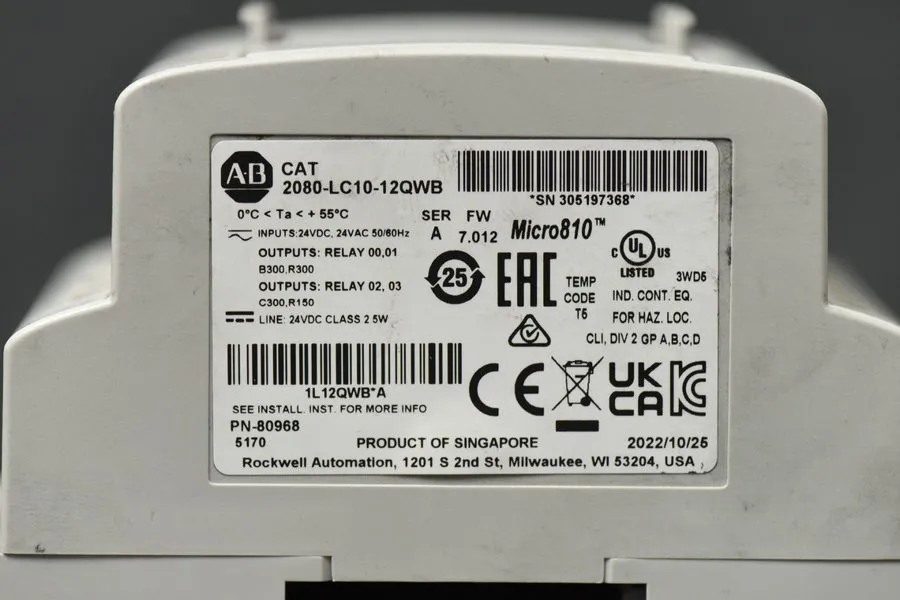 ПЛК 253249 Allen-Bradley 2080-LC10-12QWB Micro810 Controller; 12-24VDC