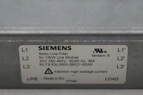 Оборудование ЧПУ Siemens 6SL3000-0BE21-6DA0 Sinamics Basic Line Filter 16kW SLM/