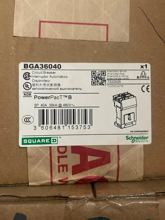 Автоматический выключатель BGA36040 -SQUARE D- 3 POLE -40AMP -480V 35KA- CIRCUIT