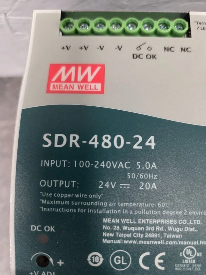 Блок питания MEAN WELL SDR-480-24 DIN Rail Power Supply 24V 20A 480W 100-240VAC