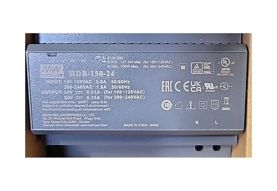Блок питания Mean Well HDR-150-24 DIN Rail Power Supply 24VDC 6.25A 150W AC-DC — фото лота 1