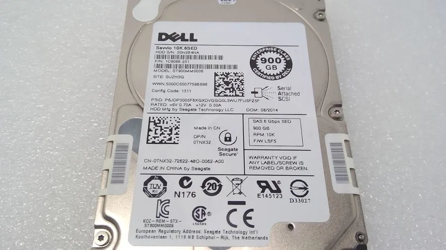 Сервер Dell TNX32 ST900MM0036 900GB 10K SAS 6G 2.5" SFF HDD Server Hard Drive