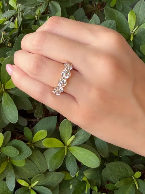 Оборудование 18k 5-Stone Diamond Stacker Band 4.52ctw Yellow Gold Size 6.25 CO13 — фото лота 2